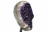 Dark Purple Amethyst Geode On Metal Stand - Uruguay #99895-3